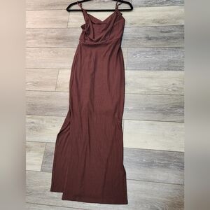 Petal & Pup Chocolate Ribbed Bodycon Maxi Dress Size 4